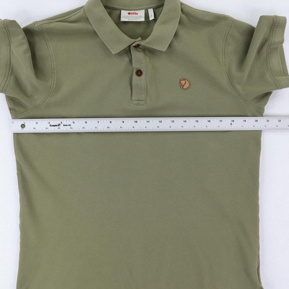 Fjallraven Ovik Polo Shirt Mens Large Green Outdoor Hiking Cotton Knit Casual - Picture 7 of 10
